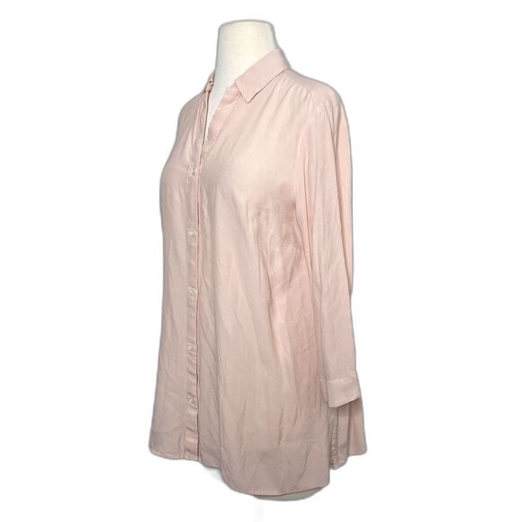 J Jill Salmon Button Front Tunic Blouse Lightweight 3/4 Sleeve Top Sz S (Flaw) - Picture 4 of 7